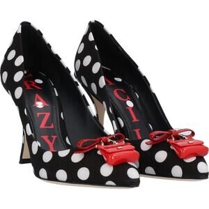 DOLCE & GABBANA Dot Pumps Sicily Bag Charm Black White Red 36